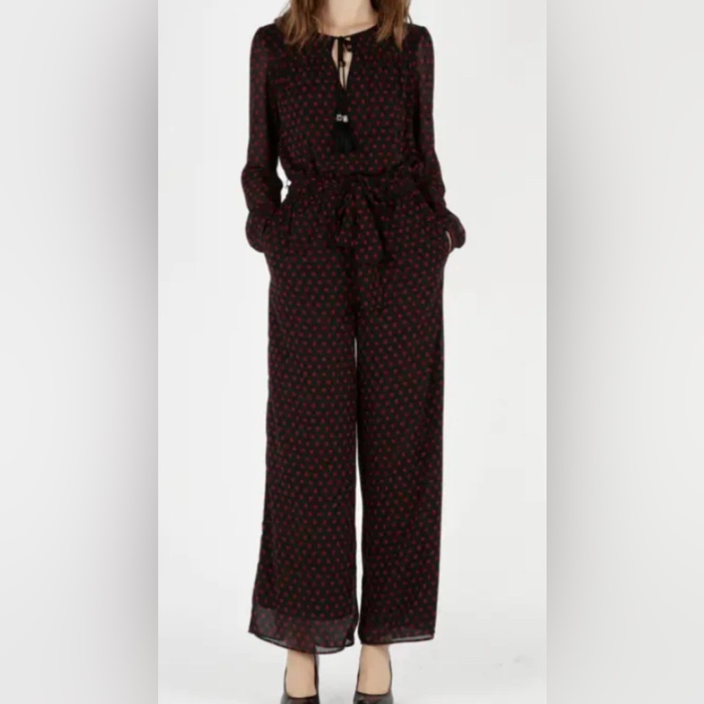 MICHAEL Michael Kors Black and Red Wide Leg Jumpsuit